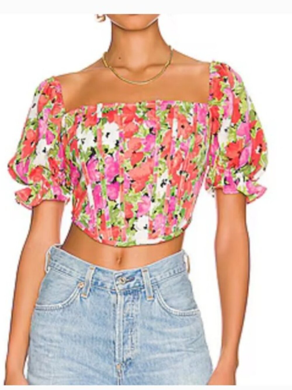 More to Come: Loraine Corset Top in Orange Floral